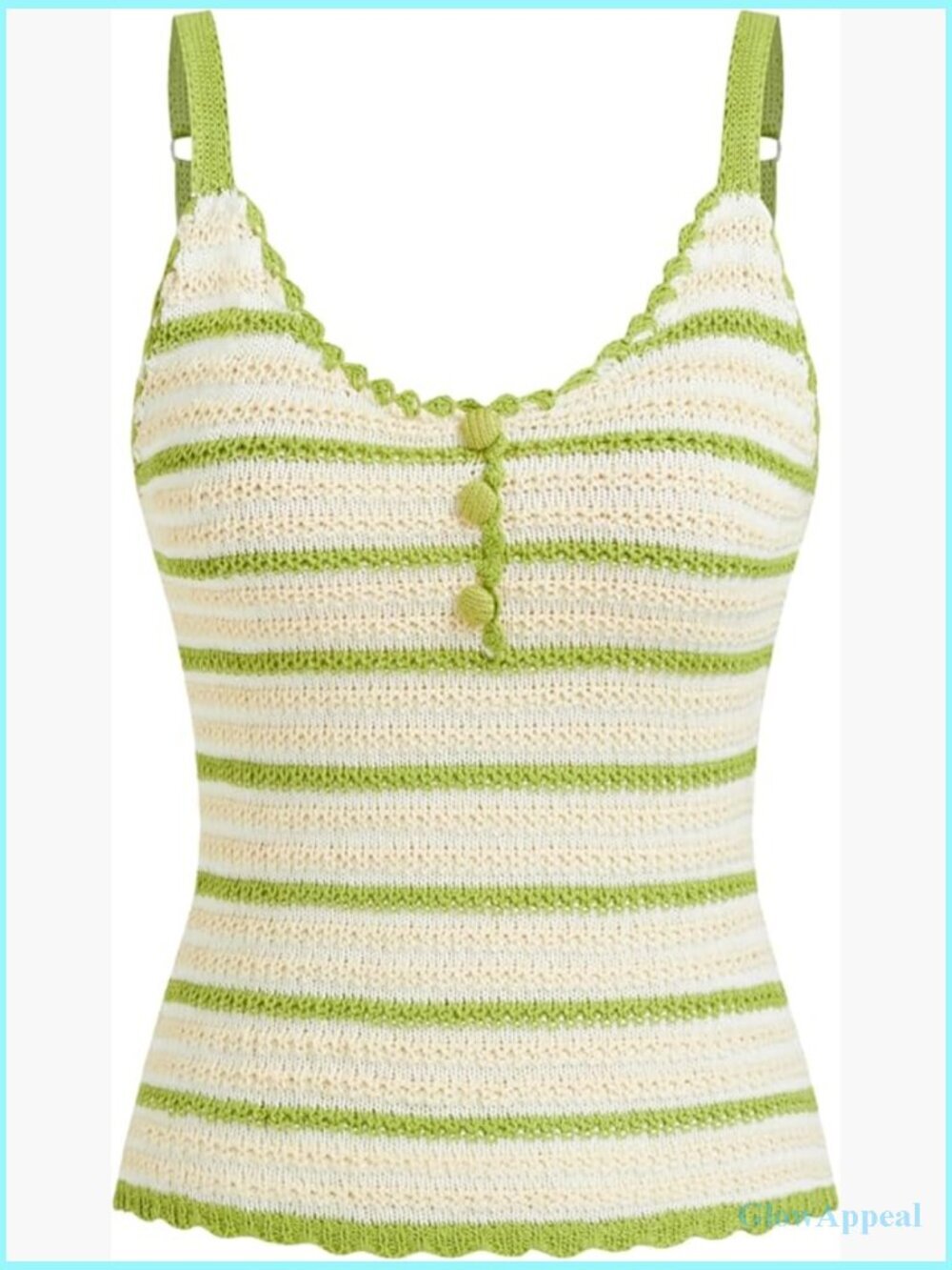 Y2K Striped Sleeveless Crochet Knit Scoop Neck Crop Tank Top